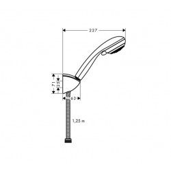 Hansgrohe Ensemble support mural et douchetteVario flexible douche 125 cm Cromet Kobleo
