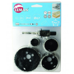 Leman Lot de 4 Trépans Bi-Métal Diam22/35/44/67 1 Mandrin 1 Foret 1 Adaptate Kobleo