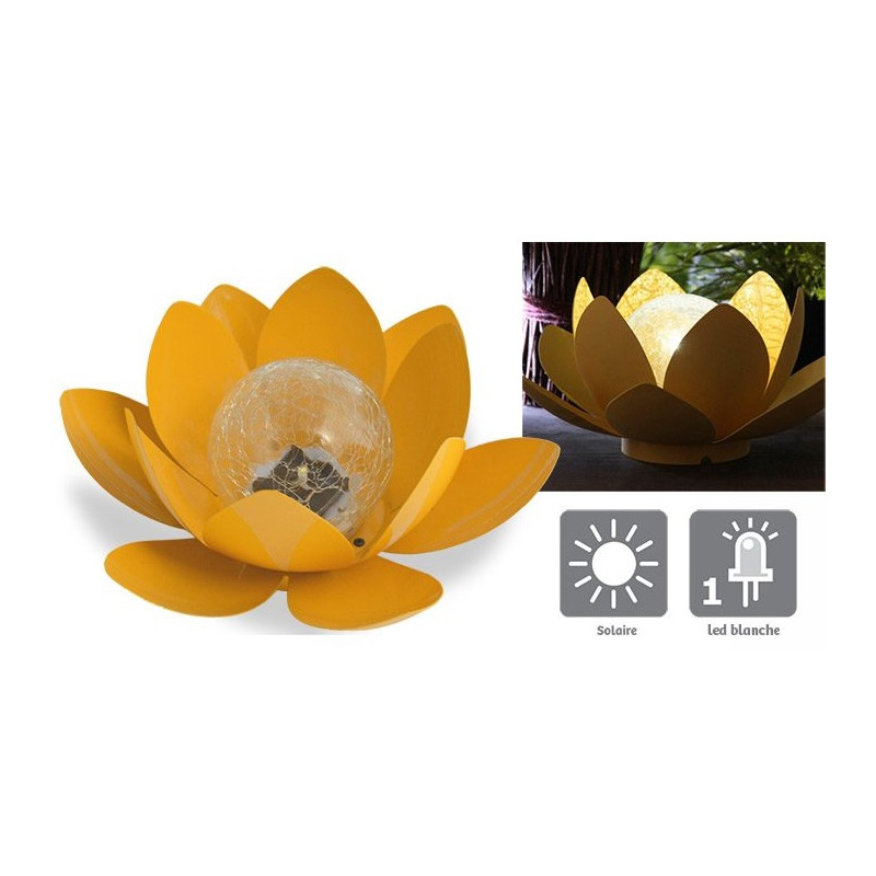 Mundus Déco lumineuse solaire 27 x 24 x 12 cm forme nénuphar couleur jaune Lo Kobleo Mundus Déco lumineuse solaire 27 x 24 x 12 cm forme nénuphar couleur jaune Lo Kobleo