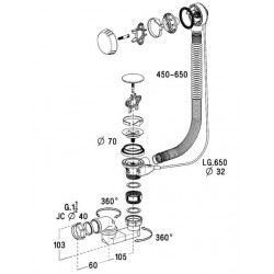 Nicoll Vidage pour baignoire fonte acier acrylique Kobleo