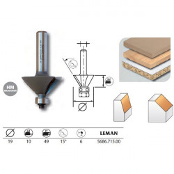 Leman Mèche à chanfreiner 15° long. 49 diam. 19 q.6 guide 5686.715.00 Leman Kobleo