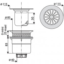 Valentin Bonde à grille pour orifice Diam 90 mm verticale Kobleo