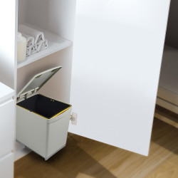 Emuca Poubelle de recyclage 16L plastique gris couvercle automatique Emuca Kobleo