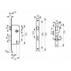 Thirard Serrure à encastrer 4 gorges axe 50 mm gauche V/BR/L 901213 Thirard Kobleo