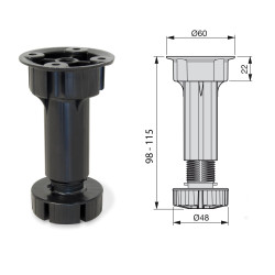 Emuca 40 Pieds réglable base pré-assemblée meuble réglable 98 115mm Plastiqu Kobleo