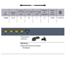 Sidamo Disque diamant pro rainureuse D140x22,23xHt10mm Sidamo Kobleo