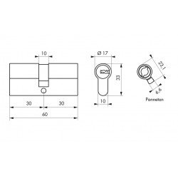 Thirard Cylindre de serrure 30x30mm 4 clés réversibles nickelé 294771 Thirard Kobleo