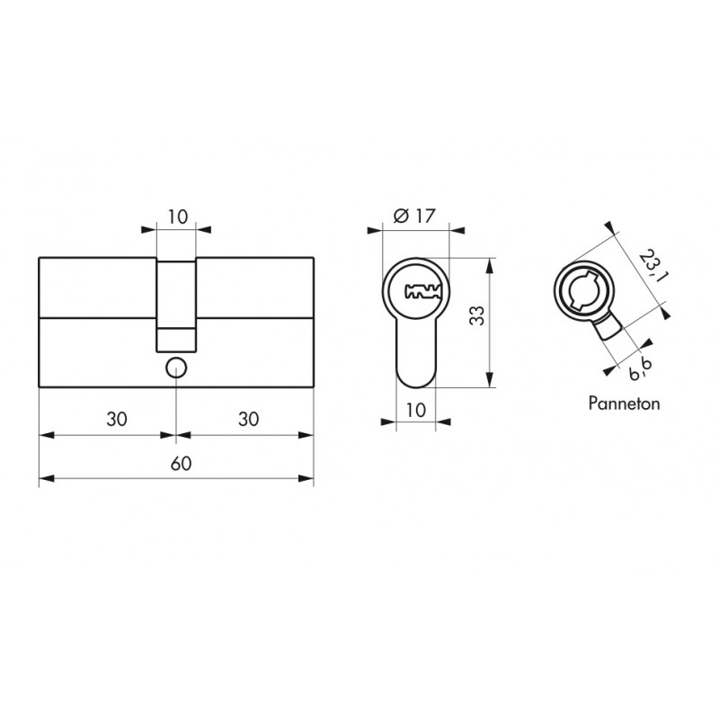 Thirard Cylindre de serrure 30x30mm 4 clés réversibles nickelé 294771 Thirard Kobleo Thirard Cylindre de serrure 30x30mm 4 clés réversibles nickelé 294771 Thirard Kobleo