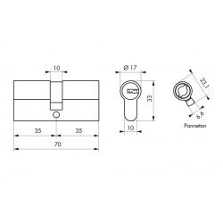 Thirard Cylindre de serrure 35 x 35 mm 4 clés réversibles nickelé 294775 Thirard Kobleo