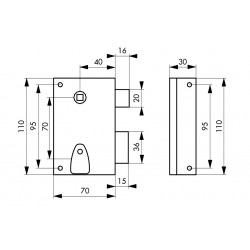 Thirard Serrure en applique 70 x 110 mm droite 2 clés 300131 Thirard Kobleo