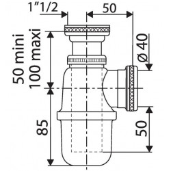 Valentin Siphon à culot en laiton brut Diam 40 mm Kobleo