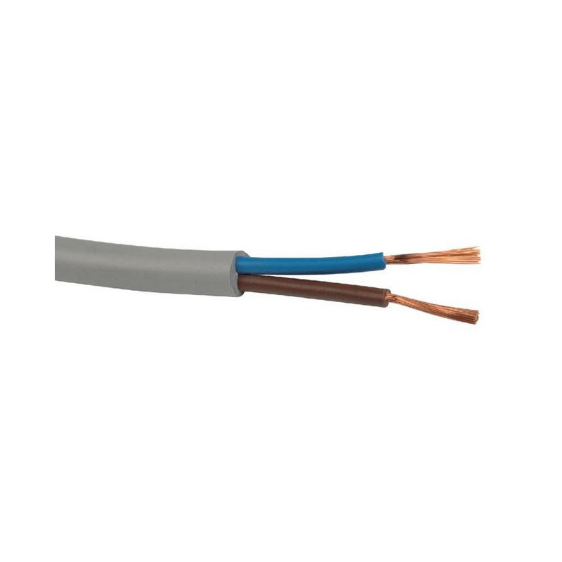 Lynelec Câble souple domestique H05 VV-F gris 2 x 0,75 mm² Diam 7,2 mm Kobleo