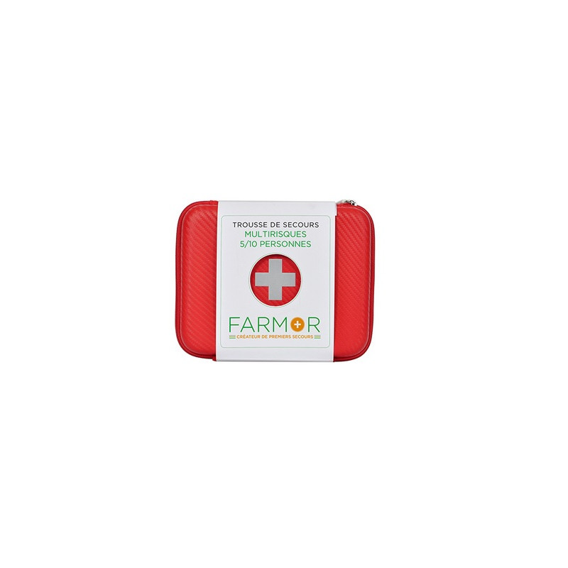 Farmor Trousse secours multirisque 5/10 personnes PU rouge avec croix LYR 251 Farmor Kobleo