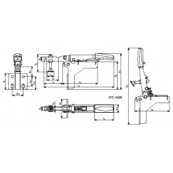 Bessey Sauterelle serrageVertical 35mm bras ouvert et platine fixation coudée Kobleo