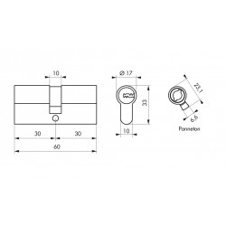 Thirard Cylindre de serrure 30 x 30 mm 5 clés longues fonction urgence 17721 Thirard Kobleo