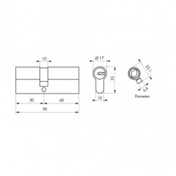 Thirard Cylindre de serrure 30 x 60 mm 3 clés 18816 Thirard Kobleo