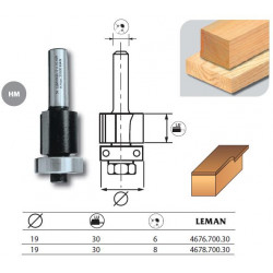 Leman Mèche d'affleureuse droite diam. 19 l.u 30 q.6 guide 4676.700.30 Leman Kobleo