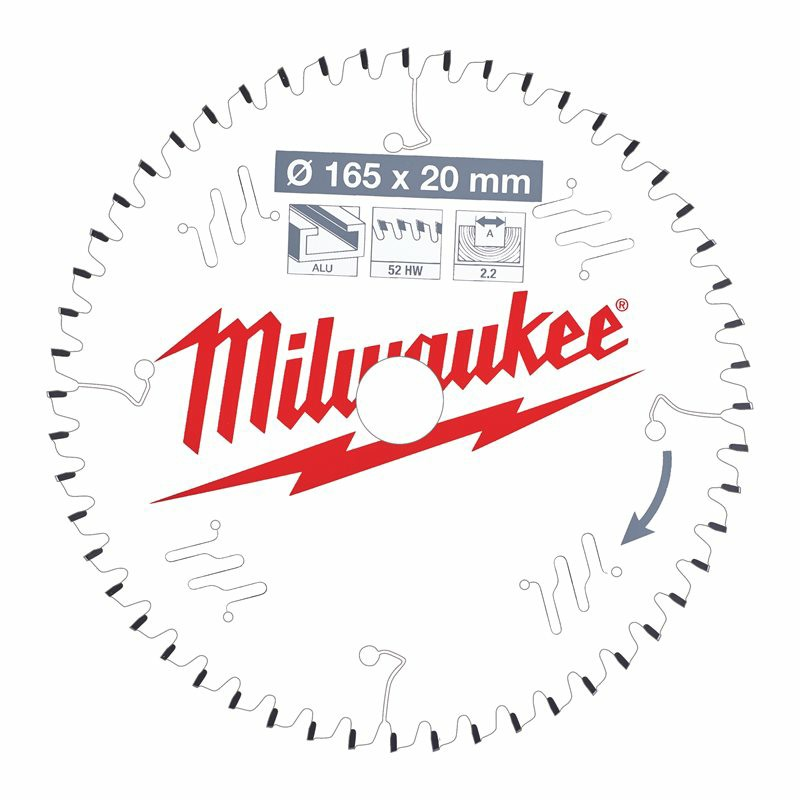 Milwaukee Lame de scie circulaire Diam 165 x 20 x 2.2 mm 52 dents TF Kobleo