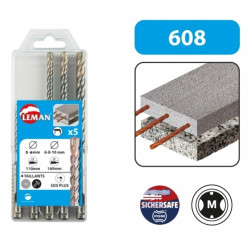 Leman Coffret 5 forets sds+ 4 taillants béton armé 614.000.05 Leman Kobleo