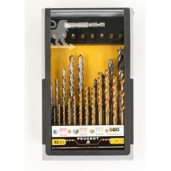 Peugeot Coffret 32 pièces perçage-vissage usage intensif Kobleo Peugeot Coffret 32 pièces perçage-vissage usage intensif Kobleo