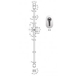 Thirard Verrou multipoints MIRAGE 6 bouton et cylindre haut et bas gauche 3 cl Kobleo