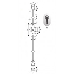 Thirard Verrou multipoints MIRAGE 6 double cylindre haut et bas gauche Kobleo
