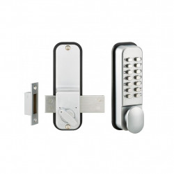 Thirard Verrou à combinaison avec pêne dormant en applique finition chromé mat Kobleo