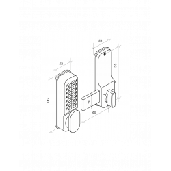 Thirard Verrou à combinaison avec pêne dormant en applique finition chromé mat Kobleo