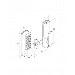 Thirard Verrou à combinaison avec pêne demi-tour à encastrer finition chromé m Kobleo