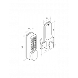 Thirard Verrou à combinaison avec pêne à crochet porte coulissante finition ch Kobleo