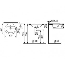 Sider Vasque à encastrer en porcelaine blanche 52 x 44,5 cm Kobleo