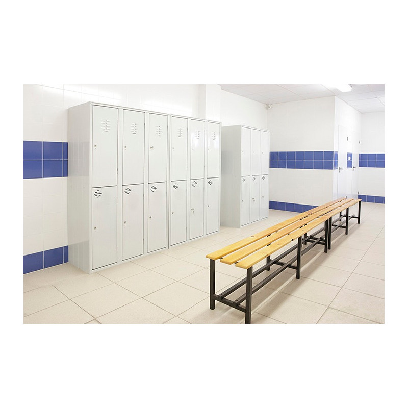 Casier Vestiaire Métallique 2 Compartiments - 180x40x50 Cm, Serrure Intégrée, Gris Anthracite, Pour école, Salle De Sport