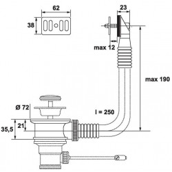 Valentin Trop-plein pour vasque à grille carrée 0 à 12 mm Kobleo