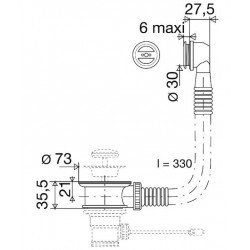 Valentin Trop-plein pour vasque à grille ronde 6 à 12 mm Kobleo