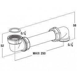 Nicoll Tubulure 1''1/4 chromée gain de place Long.: 268 mm Kobleo