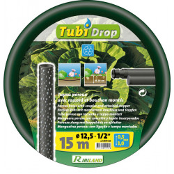 Ribiland Tuyau poreux TUBI'DROP avec raccord et bouchon Diam 12,5/15 m PRTP15R Kobleo