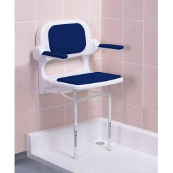 Akw Siège de douche rembourré avec dossier et accoudoirs bleu (accessibili Kobleo