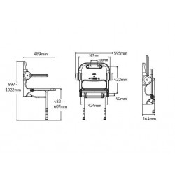 Akw Siège de douche rembourré avec dossier et accoudoirs bleu (accessibili Kobleo