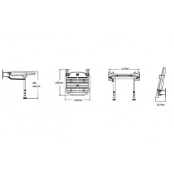 Akw Siège de douche rembourré rabattable bleu Série 4000 (accessibilité PM Kobleo
