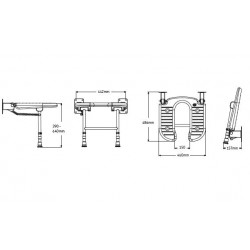 Akw Siège de douche rembourré en U rabattable bleu Série 4000 (accessibili Kobleo