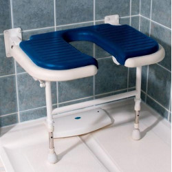 Akw Siège douche rembourré U large rabattable bleu Série 4000 (accessibili Kobleo