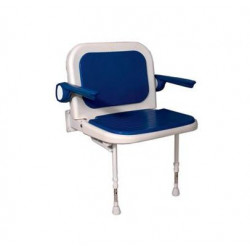 Akw Siège douche rembourré large rabattable dossier accoudoirs bleu Série  Kobleo