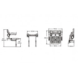 Akw Siège douche rembourré large rabattable dossier accoudoirs bleu Série  Kobleo