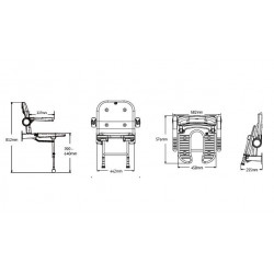 Akw Siège douche rembourré U rabattable dossier accoudoirs bleu Série 4000 Akw Kobleo