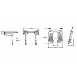 Akw Siège de douche rembourré en U rabattable gris Série 4000 (accessibili Kobleo