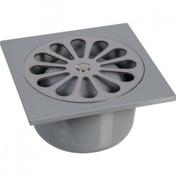 Grandsire Siphon PVC gris avec grille inox 100 x 100mm Kobleo