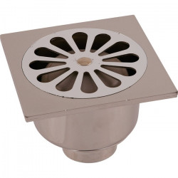 Grandsire Siphon PVC chromé avec grille inox 140 x 140 mm Kobleo