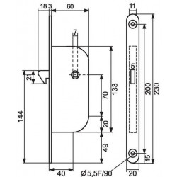 Thirard Serrure à mentonnet Axe 40 mm Clé L Kobleo