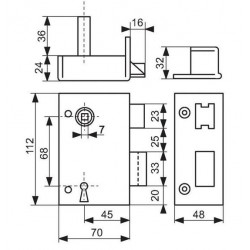 Thirard Serrure verticale pêne dormant 1/2 tour Axe 45mm Droite Kobleo