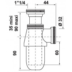 Bossini Siphon de lavabo réglable en laiton chromé Bossini Kobleo